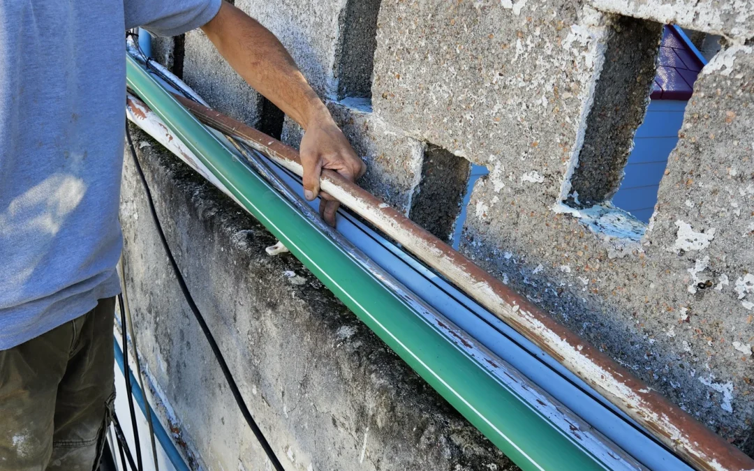 Bajada de agua unificando a un solo caño con entrada a apartamentos